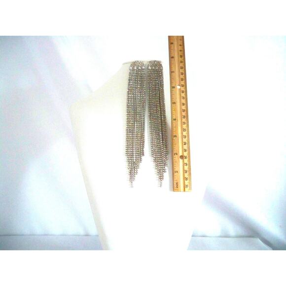 Rhinestone shoulder duster bridal MOB prom party formal evening earrings - Picture 4 of 5